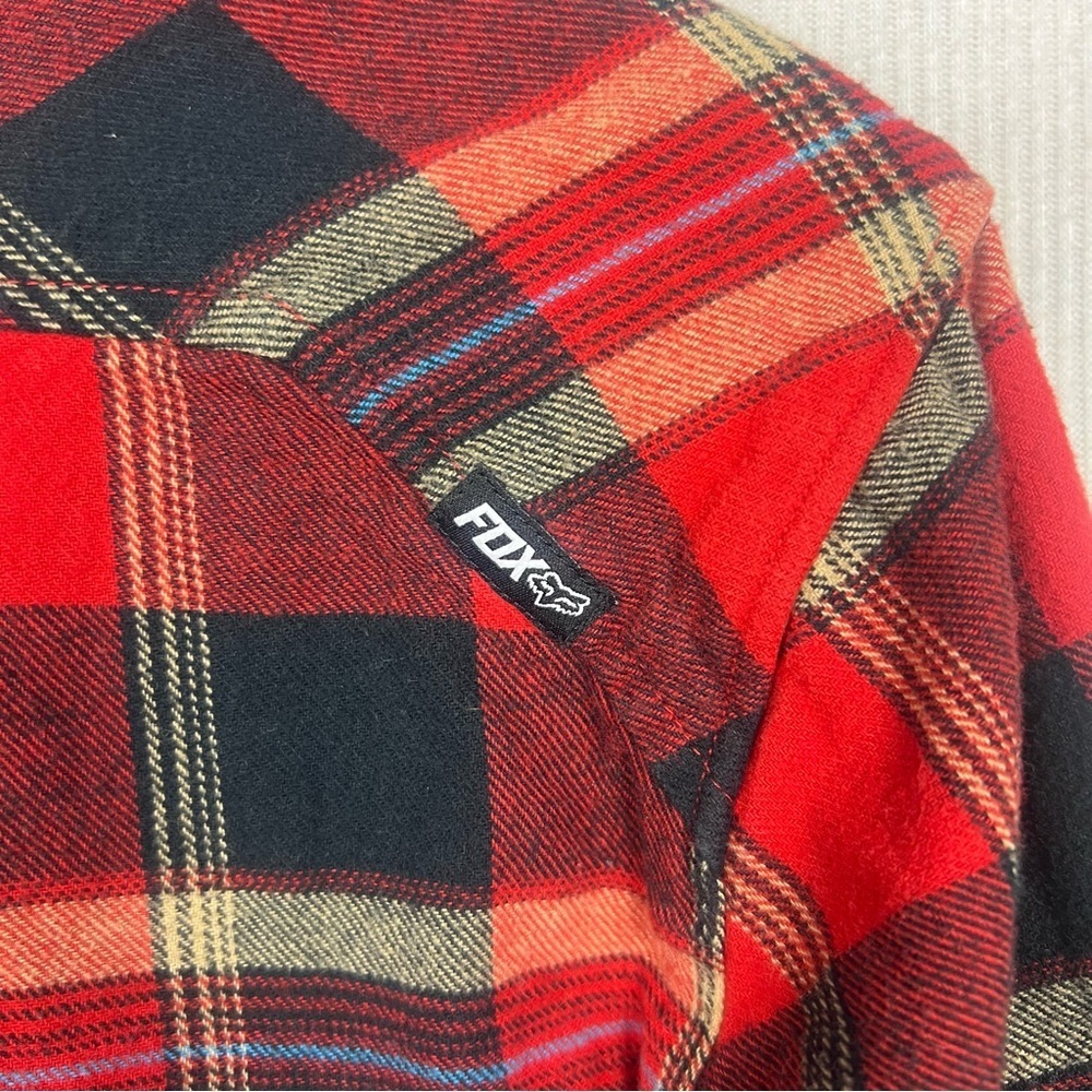 FOX Racing Flannel Shirt Men’s MEDIUM Cotton Plaid Long Sleeve Outdoor Glamper - Picture 8 of 12